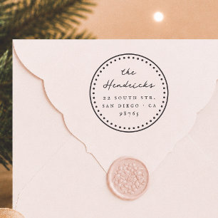 Retro Round Frame Family Name Return Address Rubber Stamp