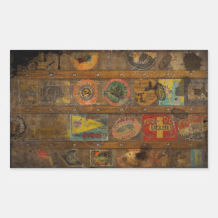 Retro Round the World Trunk Rectangular Sticker