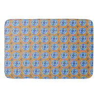 Retro Round Tiles Mexico Daisy Pattern Blue Orange