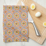 Retro Round Tiles Mexico Daisy Pattern Peach Tea Towel<br><div class="desc">Decorate your kitchen with this hand drawn retro round daisy tiles pattern towel. Makes a great housewarming or wedding gift! 
You can customise it and add text too.
Check my shop for lots more colours and patterns plus matching items for your home!</div>