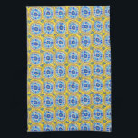 Retro Round Tiles Mexico Daisy Pattern Yellow Tea Towel<br><div class="desc">Decorate your kitchen with this hand drawn retro round daisy tiles pattern towel. Makes a great housewarming or wedding gift! 
You can customise it and add text too.
Check my shop for lots more colours and patterns plus matching items for your home!</div>