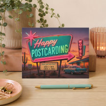 Retro Route 66 Happy Postcarding Desert Motel