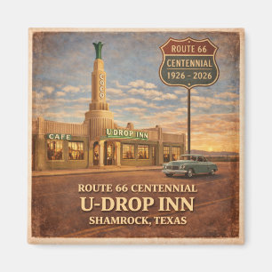 Retro Route 66 Shamrock Texas Centennial Scene Magnet