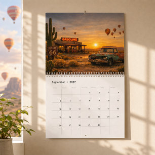 Retro Route 66 Sunset Roadtrip Adventure Calendar