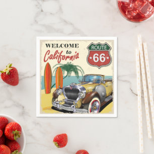 Retro Route 66 "Welcome to California" poster, Napkin