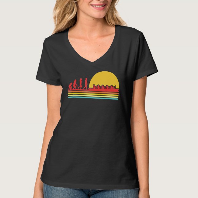 Retro Rowing Evolution Rowboat Paddling Canoeing K T-Shirt (Front)