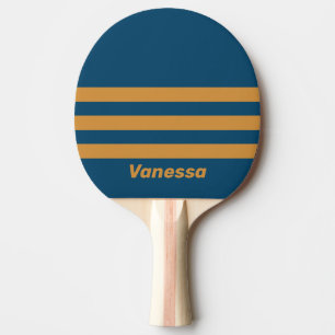 Retro Royal Gold Three Across Striping with Name Ping Pong Paddle