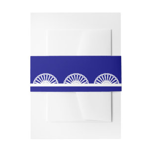 Retro Royal Navy Blue Vintage Lace Wedding Invitation Belly Band