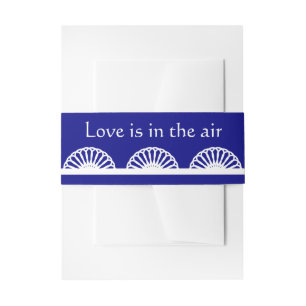 Retro Royal Navy Blue Vintage Lace Wedding Invitation Belly Band