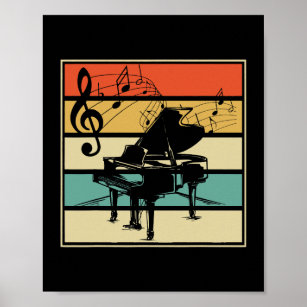 Retro Royal Piano Player Classical Music Treble Cl Poster