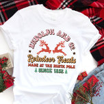 Retro Rudolph and Co. Reindeer Treats Christmas Tri-Blend Shirt<br><div class="desc">Add some festive fun to your holiday wardrobe with this retro-inspired "Rudolph and Co. Reindeer Treats" shirt. Featuring playful reindeer and vintage-style lettering, this design brings a charming, nostalgic vibe to your Christmas celebrations. The humourous and whimsical touch makes it perfect for holiday parties, family gatherings, or cosy winter days....</div>