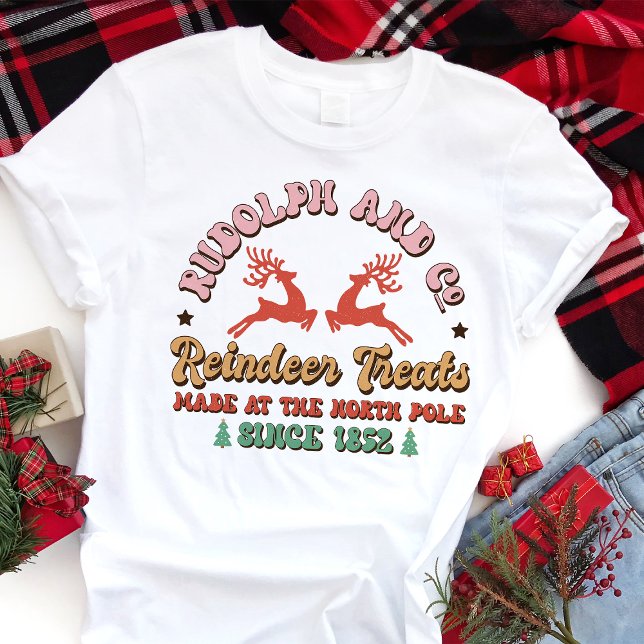 Retro Rudolph and Co. Reindeer Treats Christmas Tri-Blend Shirt (Creator Uploaded)