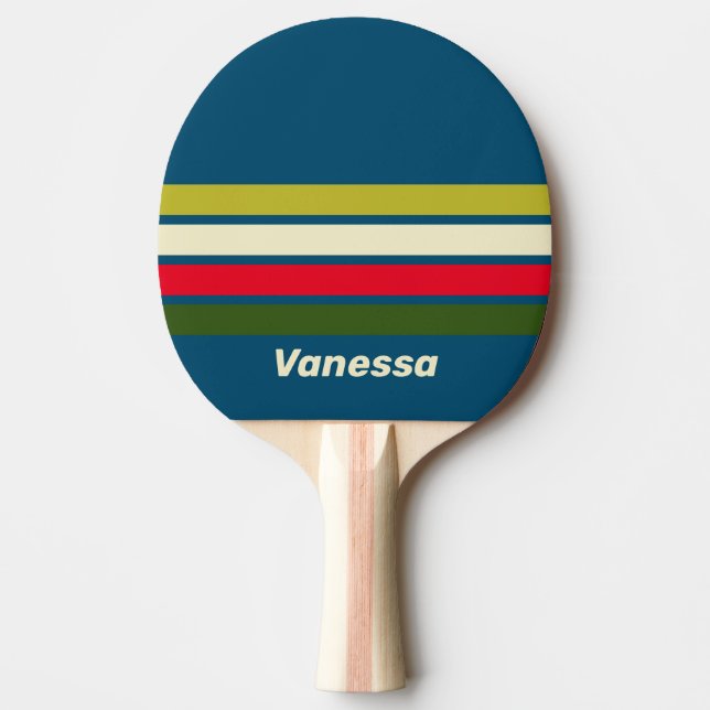 Retro Rugby Across Striping with Name Ping Pong Paddle (Front)