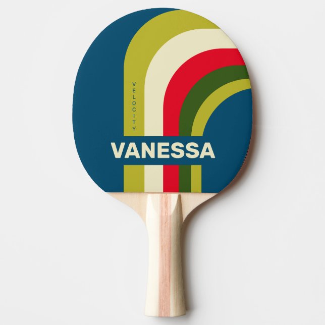 Retro Rugby Arch with Name Ping Pong Paddle (Front)