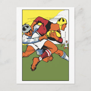 Retro rugby championship ad postcard