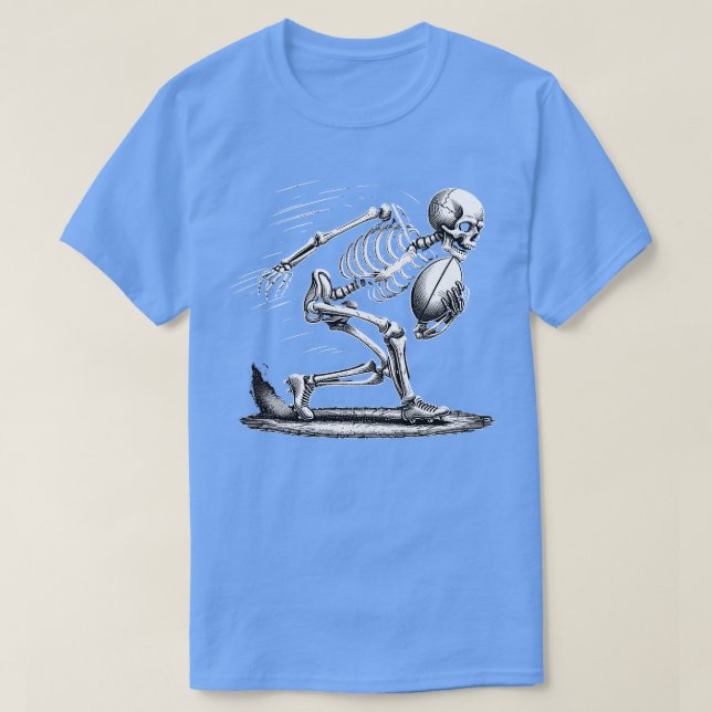 Retro rugby design featuring a skeleton in a funny T-Shirt (Design Front)