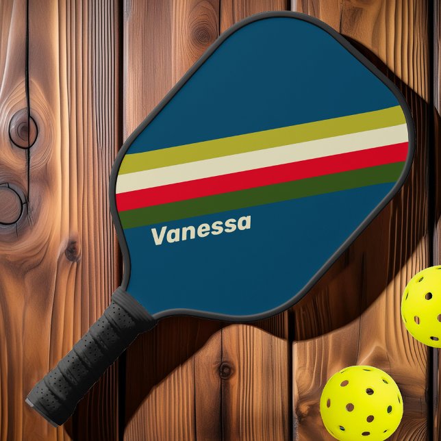Retro Rugby Striped with Name Pickleball Paddle (Creator Uploaded)
