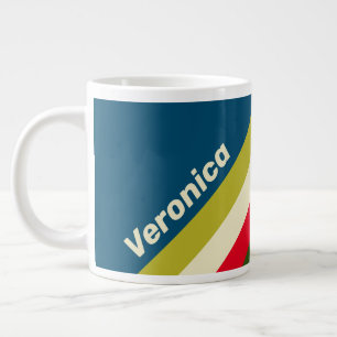 Retro Rugby Stripes with Name Large Coffee Mug