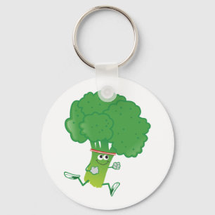 Retro Running Broccoli Key Ring