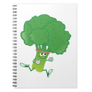 Retro Running Broccoli Notebook