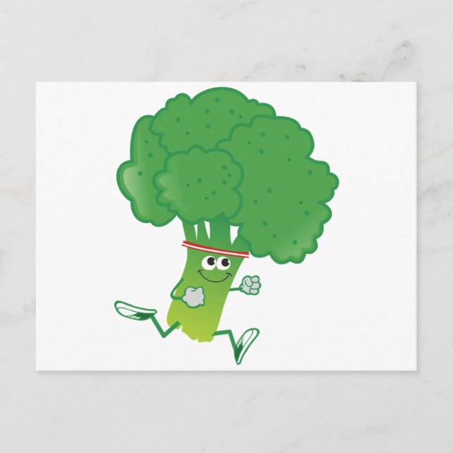 Retro Running Broccoli Postcard (Front)