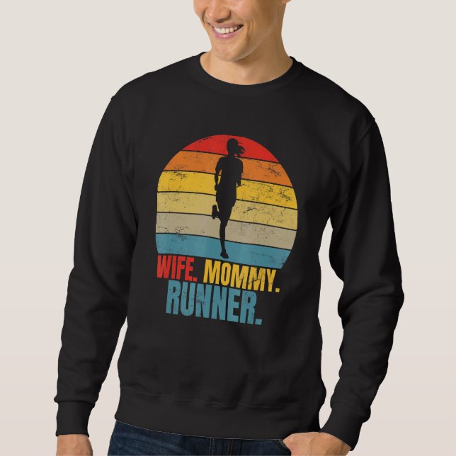Retro Running Wife Mummy Runner Sweatshirt (Front)