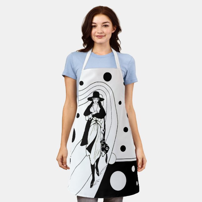 Retro Runway Model, Vintage Art Deco Fashion Apron (Worn)