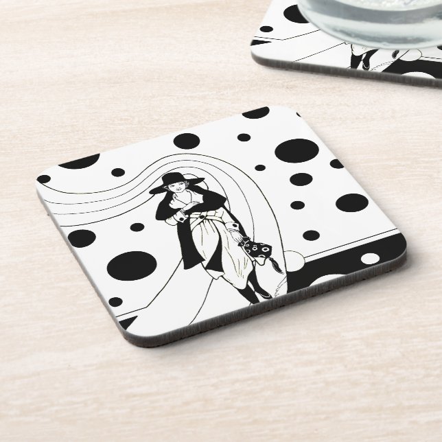 Retro Runway Model, Vintage Art Deco Fashion Coaster (Left Side)