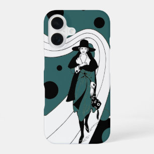 Retro Runway Model, Vintage Art Deco Fashion iPhone 16 Case