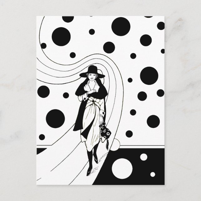 Retro Runway Model, Vintage Art Deco Fashion Postcard (Front)