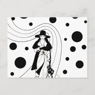 Retro Runway Model, Vintage Art Deco Fashion Postcard