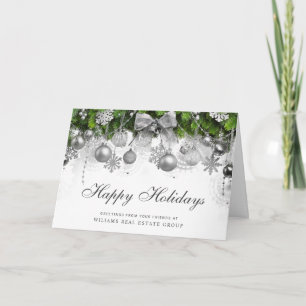 Retro Rustic Christmas Ornament Corporate Greeting Holiday Card
