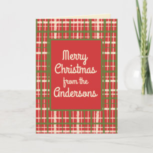Retro Rustic Christmas Plaid Personalised Card
