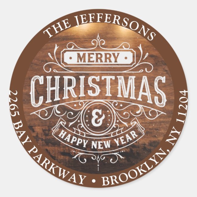 Retro Rustic Christmas Return Address Label (Front)