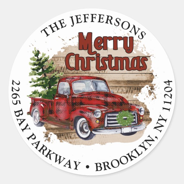 Retro Rustic Christmas Return Address Label (Front)