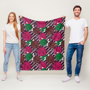 Retro, rustic, folk fleece blanket
