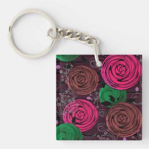 Retro, rustic, folk key ring