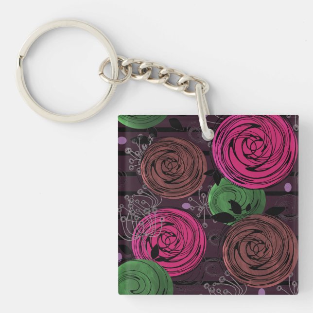 Retro, rustic, folk key ring (Front)