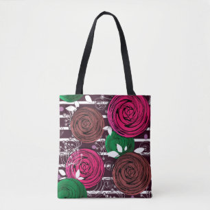 Retro, rustic, folk tote bag