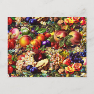 Retro Rustic Fresh Summer Tropical Fruit Vegetable Postcard
