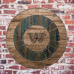 Retro Rustic Monogrammed Wood   Dartboard<br><div class="desc">Transform your game room into a nostalgic retreat with WizCraft's Retro Rustic Wood Dartboard. Each piece marries a vintage wooden aesthetic with modern design elements, allowing you to personalise it with your unique monogram. This dartboard isn't just a game; it's a centerpiece that echoes your taste for timeless style and...</div>