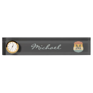 Retro Rustic Multicolor Ombre Name Monogram Nameplate