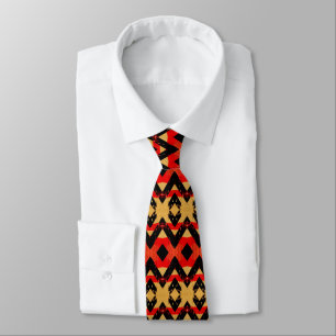 Retro Rustic Red Black Gold Pattern Tie