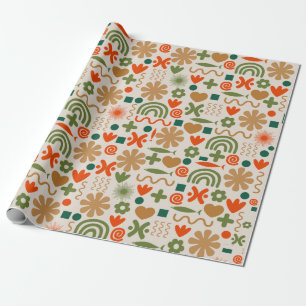 Retro Rustic Scandinavian Christmas Pattern Wrapping Paper