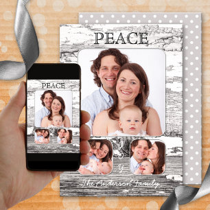 Retro Rustic Wood Christmas Photo Card