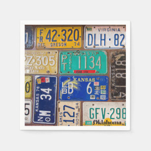 Retro Rusty License Plates Napkin