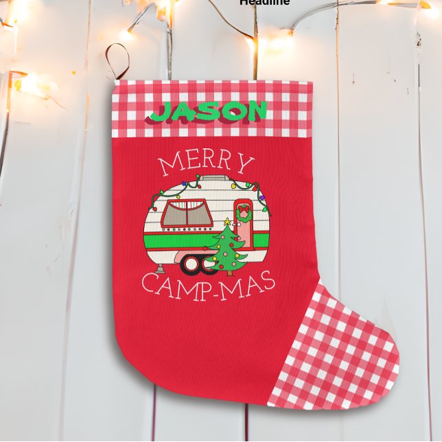 Retro RV Camper | Camping Themed Personalised  Large Christmas Stocking (Creator Uploaded)