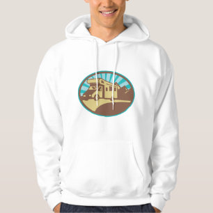 Retro RV Campervan Mountain Adventure Vintage Sun Hoodie