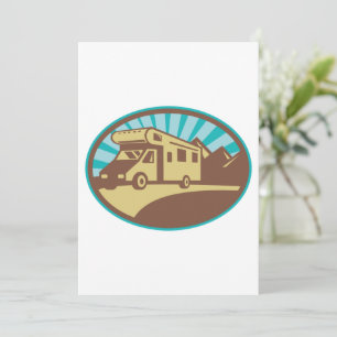 Retro RV Campervan Mountain Adventure Vintage Sun Invitation