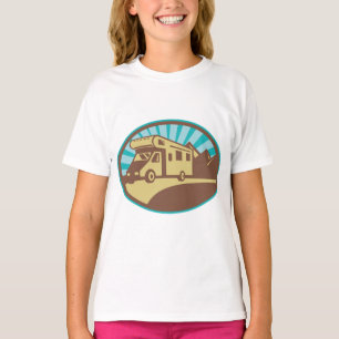 Retro RV Campervan Mountain Adventure Vintage Sun T-Shirt